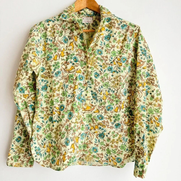 Lady Hathaway Fine Floral Print Cotton Button Down Blouse M - Picture 4 of 7